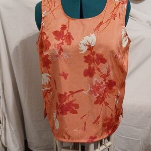 Worthington Coral Floral Sleeveless Blouse